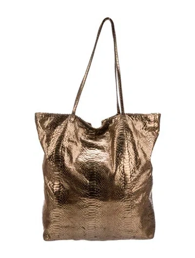 Pre-owned Carlos Falchi Leather Tote In Silver