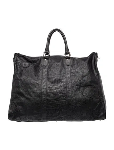 Pre-owned Carlos Falchi Leather Weekender Bag Vintage In Black
