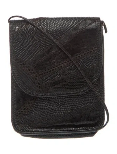 Pre-owned Carlos Falchi Lizard Crossbody Bag In Black