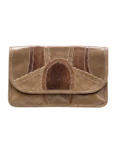 Pre-owned Carlos Falchi Lizard Top Handle Bag In Neutral