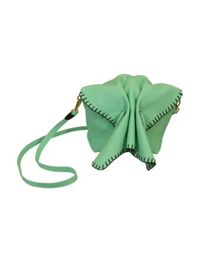 Carlos Falchi Medium Butterfly Leather Bag In Green