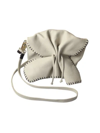 Carlos Falchi Medium Butterfly Leather Bag In White