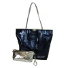 Carlos Falchi Microfiber Python Tote In Navy