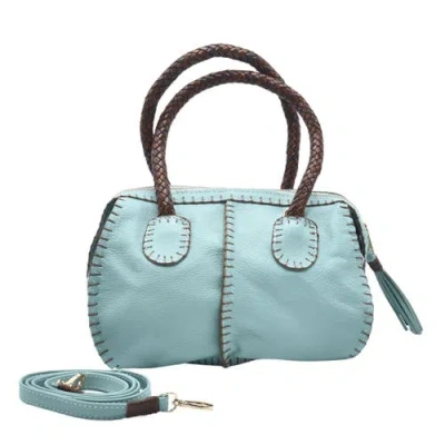 Carlos Falchi Mini Barrel Leather Bag In Teal