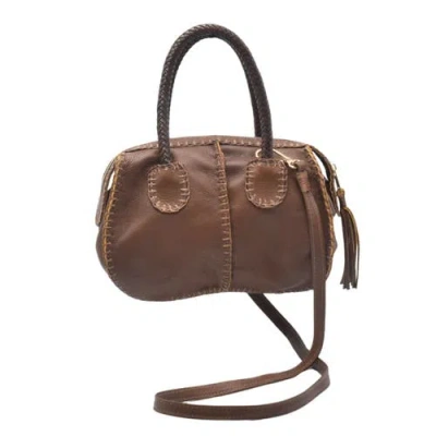 Carlos Falchi Mini Barrel Leather Bag In Whiskey
