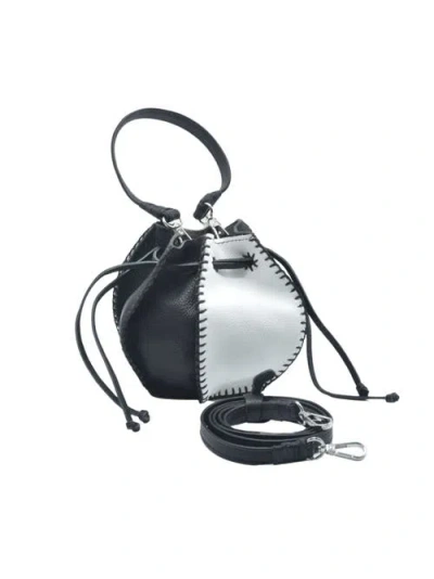 Carlos Falchi Mini Bucket Pouch  Top Grain Leather Bag In Blue