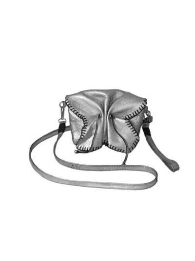 Carlos Falchi Mini Butterfly Lambskin Convertible Crossbody Bag In Silver