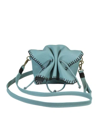 Carlos Falchi Mini Butterfly Tog Grain Leather Bag In Blue