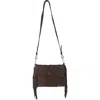 Carlos Falchi Mini Fringe Suede Foldover Crossbody Clutch In Brown