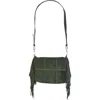 Carlos Falchi Mini Fringe Suede Foldover Crossbody Clutch In Green