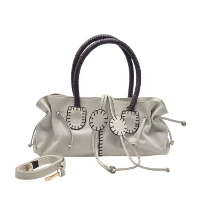 Carlos Falchi Mini Satchel Leather Bag In Neutral