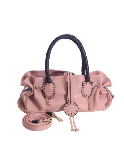 Carlos Falchi Mini Satchel Top Grain Leather Bag In Pink