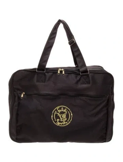 Pre-owned Carlos Falchi Nylon Weekender Bag In Black