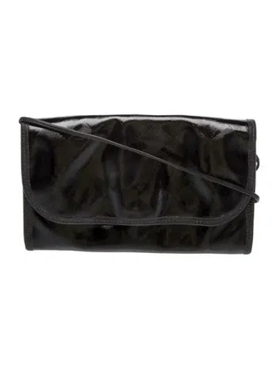 Pre-owned Carlos Falchi Patent Leather Clutch In Black