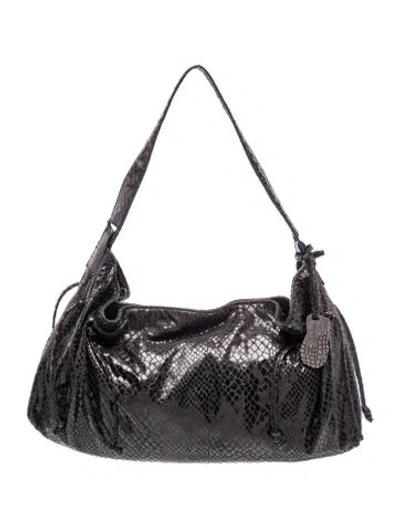 Pre-owned Carlos Falchi Patent Leather Shoulder Bag In Black