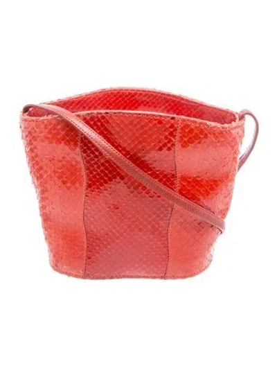 Pre-owned Carlos Falchi Python Crossbody Bag In Red