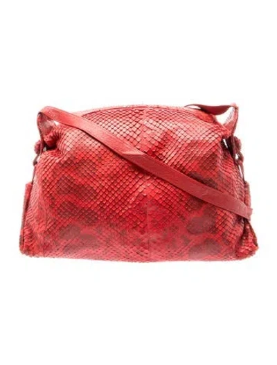 Pre-owned Carlos Falchi Python Messenger Bag In Red
