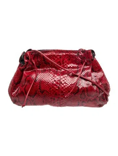 Pre-owned Carlos Falchi Python Shoulder Bag In Red