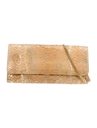 Pre-owned Carlos Falchi Python Top Handle Bag In Gold