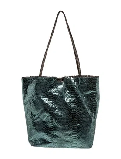 Pre-owned Carlos Falchi Python Tote In Blue