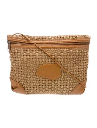 Pre-owned Carlos Falchi Raffia Crossbody Bag In Brown