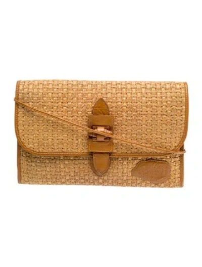 Pre-owned Carlos Falchi Raffia Shoulder Bag In Neutral