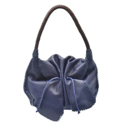 Carlos Falchi Shoulder Butterfly Leather Bag In Blue