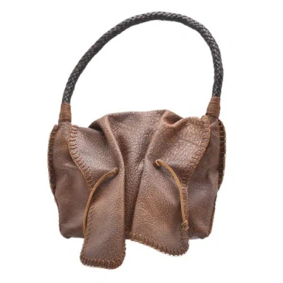 Carlos Falchi Shoulder Butterfly Leather Bag In Brown