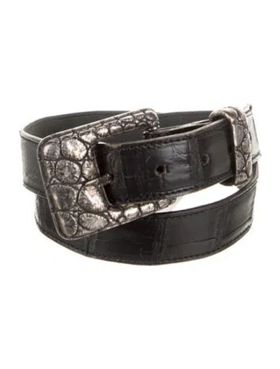 Pre-owned Carlos Falchi Skinny Leather Belt In Black