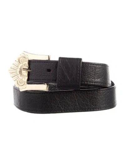 Pre-owned Carlos Falchi Skinny Leather Belt In Black