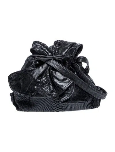 Pre-owned Carlos Falchi Snakeskin Bucket Bag In Black