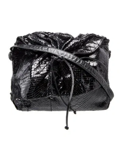 Pre-owned Carlos Falchi Snakeskin Bucket Bag In Black