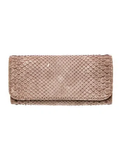 Pre-owned Carlos Falchi Snakeskin Clutch In Brown