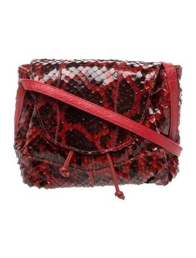 Pre-owned Carlos Falchi Snakeskin Crossbody Bag In Burgundy