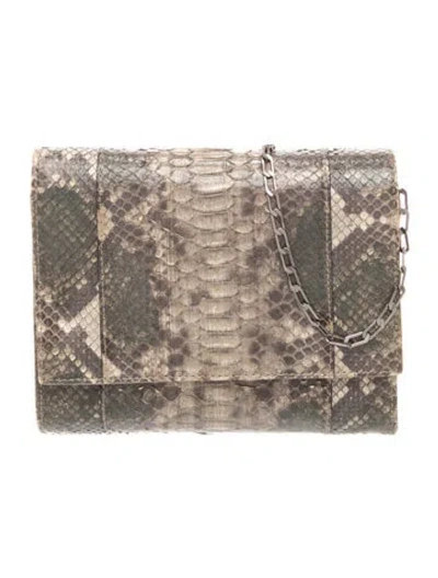 Pre-owned Carlos Falchi Snakeskin Crossbody Bag In Grey