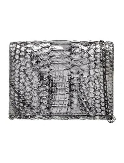 Pre-owned Carlos Falchi Snakeskin Crossbody Bag In Grey