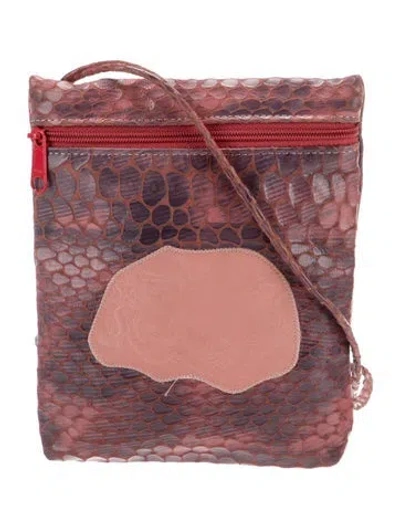 Pre-owned Carlos Falchi Snakeskin Crossbody Bag In Multi