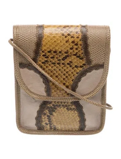 Pre-owned Carlos Falchi Snakeskin Crossbody Bag In Neutrals