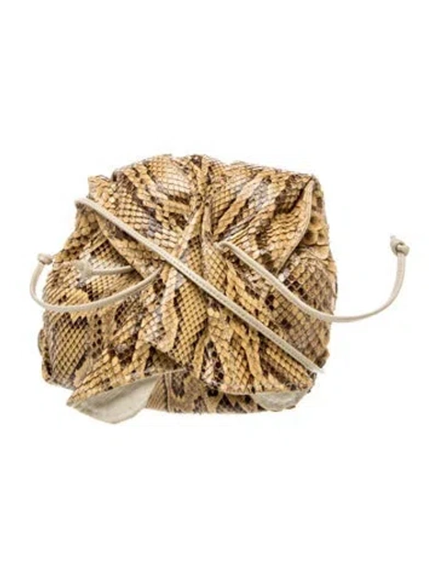 Pre-owned Carlos Falchi Snakeskin Crossbody Bag In Neutrals