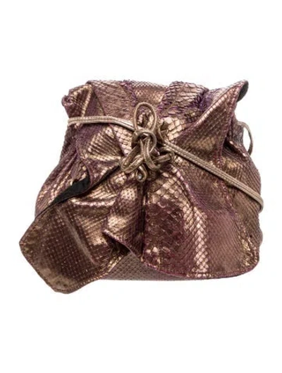 Pre-owned Carlos Falchi Snakeskin Evening Bag In Brown