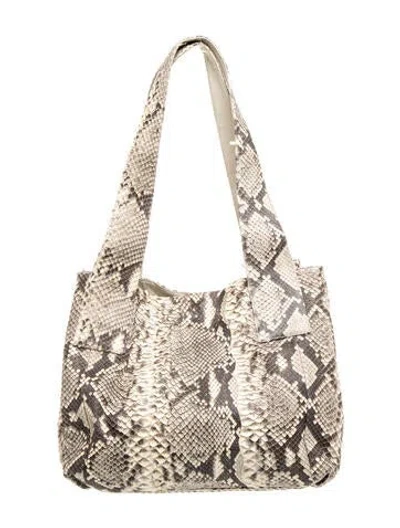 Pre-owned Carlos Falchi Snakeskin Hobo In Neutrals