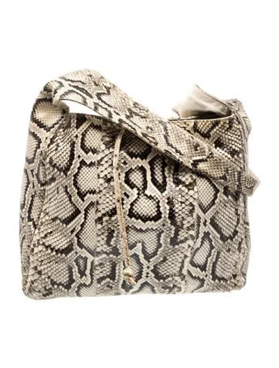 Pre-owned Carlos Falchi Snakeskin Messenger Bag In Neutral