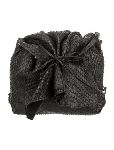 Pre-owned Carlos Falchi Snakeskin Shoulder Bag In Black