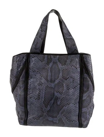 Pre-owned Carlos Falchi Snakeskin Shoulder Bag In Blue