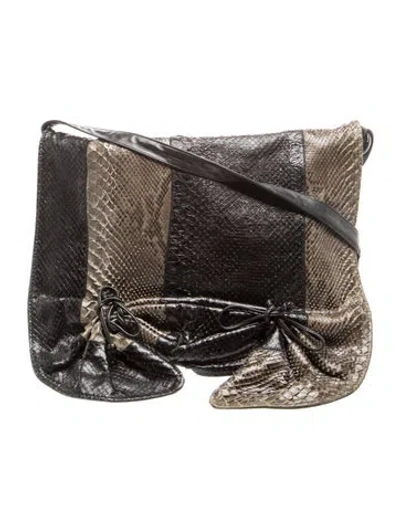 Pre-owned Carlos Falchi Snakeskin Shoulder Bag In Brown