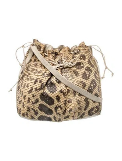 Pre-owned Carlos Falchi Snakeskin Shoulder Bag In Neutrals