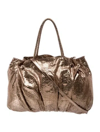 Pre-owned Carlos Falchi Snakeskin Shoulder Bag Vintage In Metallic/neutrals