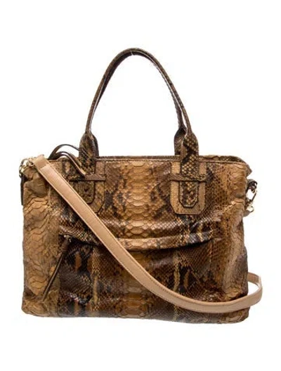 Pre-owned Carlos Falchi Snakeskin Top Handle Bag In Brown