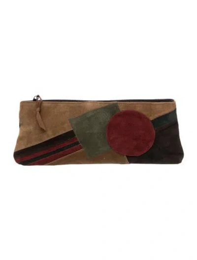 Pre-owned Carlos Falchi Suede Clutch In Brown