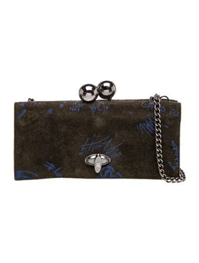 Pre-owned Carlos Falchi Suede Clutch In Green